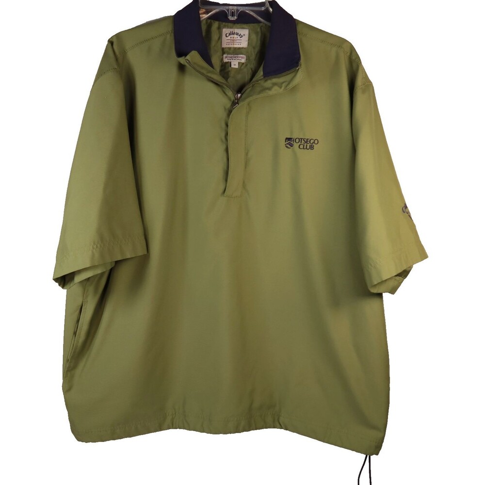 Callaway Golf 1/4 Zip Pullover Windbreaker Short Sleeve Mens Medium Olive Green